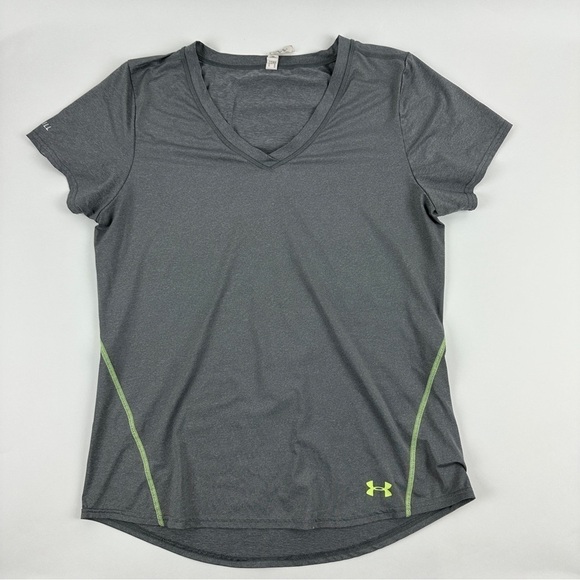 Under Armour Tshirt Womens Large Gray Fitted Short Sleeve - Picture 1 of 9
